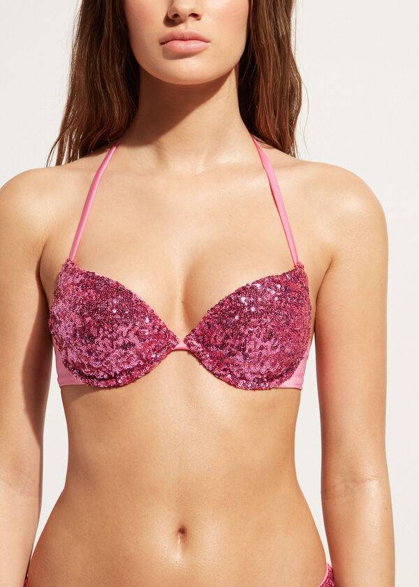 calzedonia padded push-up cannes rosa womens bikini tops pink