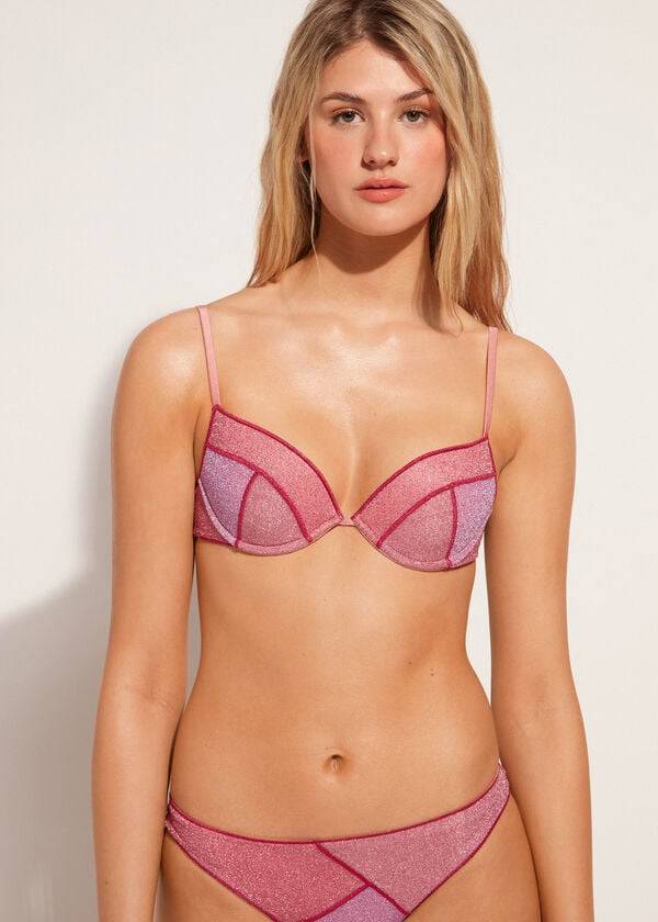 reggiseno bikini lisbona imbottito push-up calzedonia da donna rosa