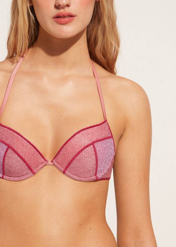 reggiseno bikini lisbona imbottito push-up calzedonia da donna rosa