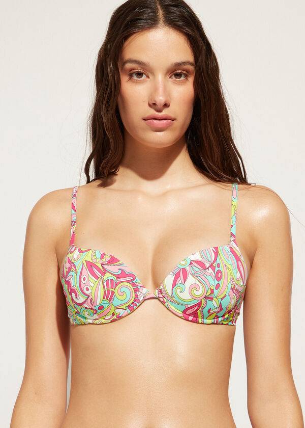 reggiseno bikini imbottito multicolore calzedonia push-up londra da donna