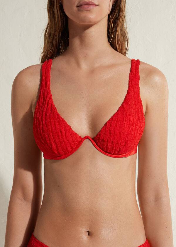 reggiseno bikini imbottito push-up rosso calzedonia marrakech da donna