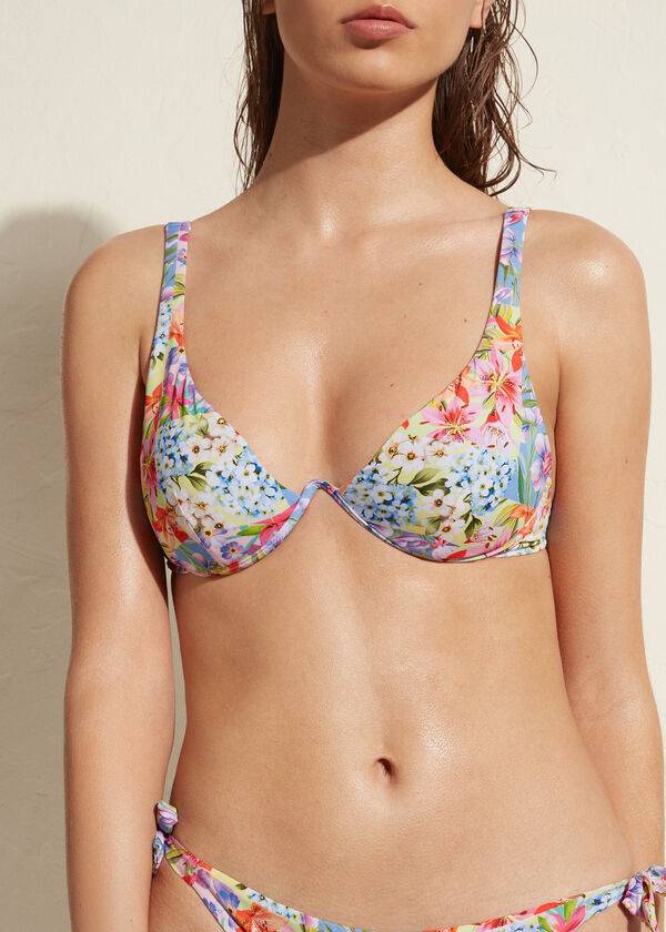calzedonia push-up imbottito minorca eco top bikini da donna multicolor