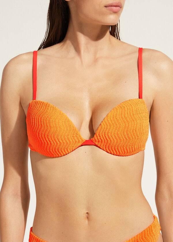 reggiseno bikini imbottito push-up mykonos da donna calzedonia arancione
