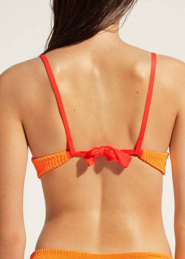 reggiseno bikini imbottito push-up mykonos da donna calzedonia arancione