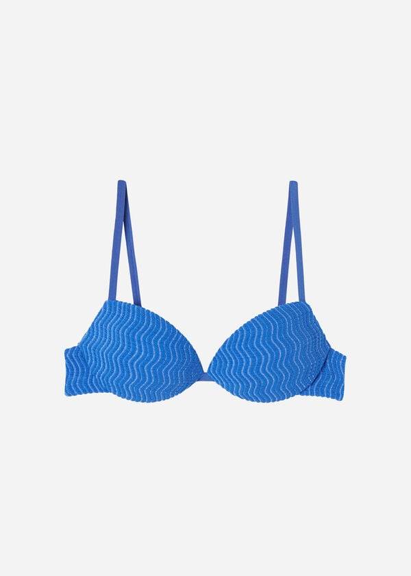 reggiseno bikini da donna imbottito push-up blu calzedonia mykonos