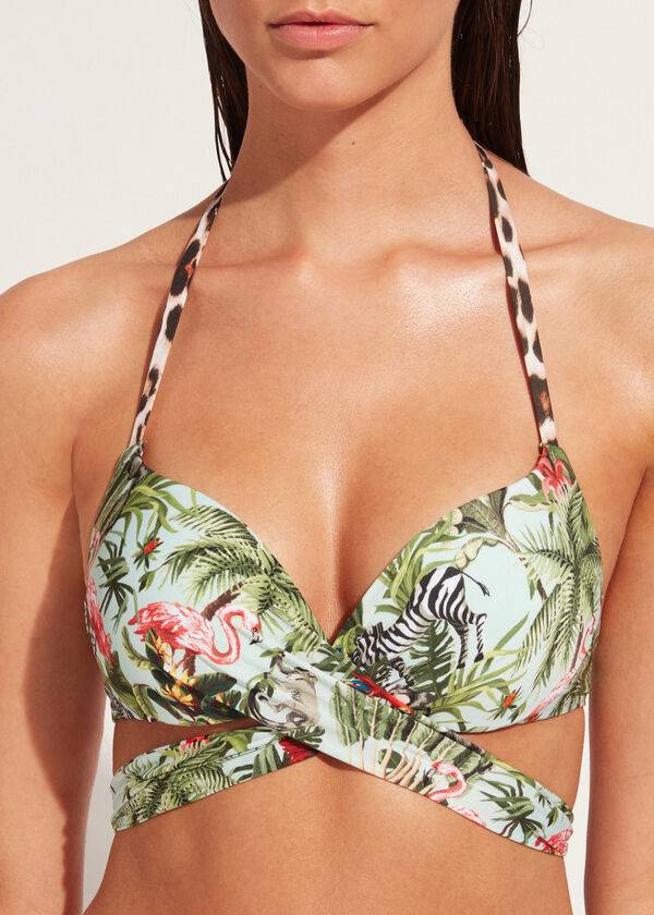 reggiseno bikini imbottito push-up nairobi eco da donna calzedonia verde