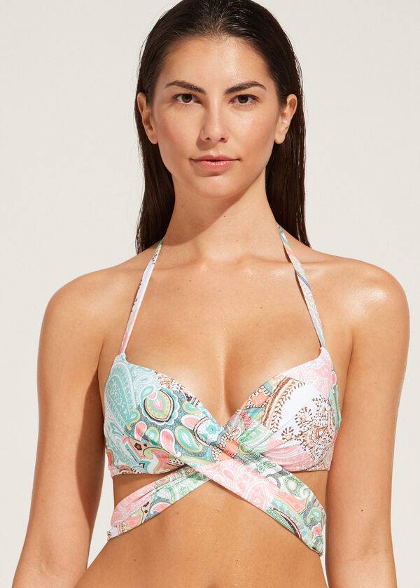 reggiseno bikini imbottito push-up saint tropez da donna calzedonia blu