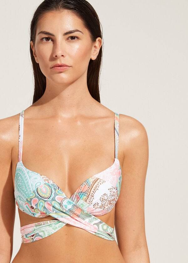 reggiseno bikini imbottito push-up saint tropez da donna calzedonia blu