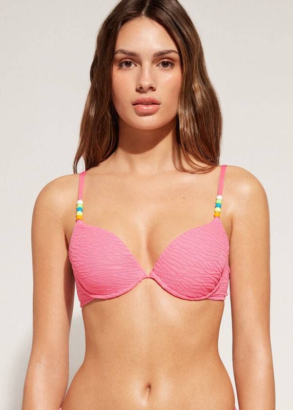reggiseno bikini imbottito push-up san diego di calzedonia da donna rosa