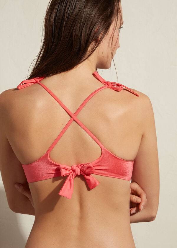 top bikini da donna rosa calzedonia imbottito stile canotta cannes