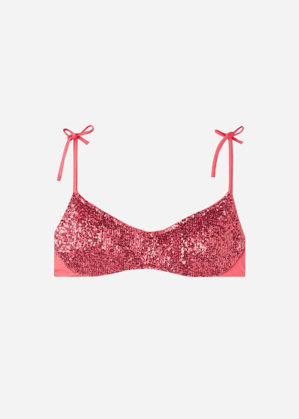 top bikini da donna rosa calzedonia imbottito stile canotta cannes