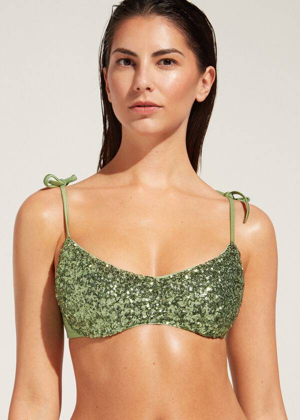 calzedonia padded tank-style cannes rosa womens bikini tops green