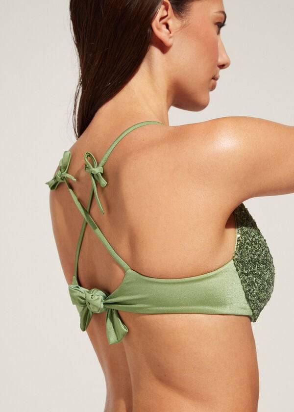 calzedonia padded tank-style cannes rosa womens bikini tops green