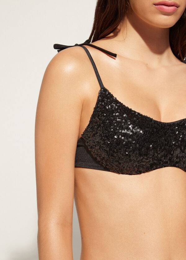 top bikini da donna nero calzedonia imbottito stile canotta cannes rosa