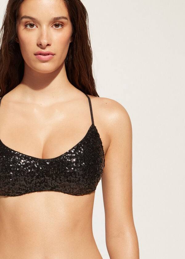 top bikini da donna nero calzedonia imbottito stile canotta cannes rosa
