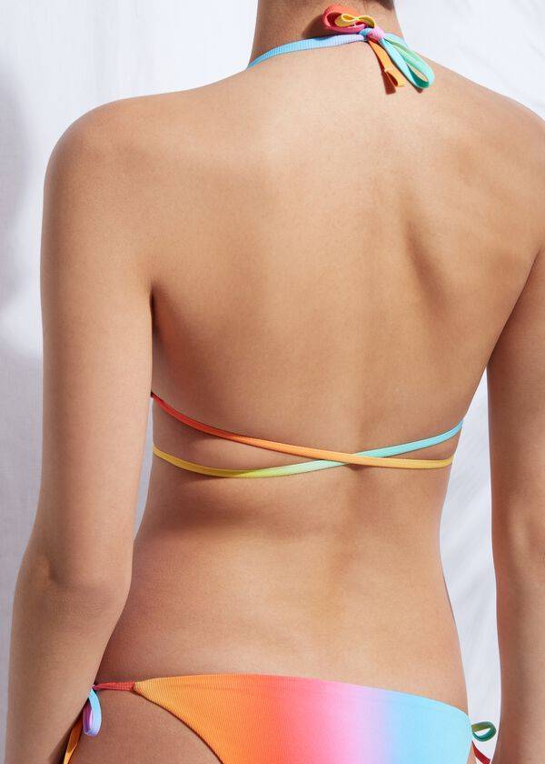 top bikini donna barcellona triangolo imbottito calzedonia multicolor