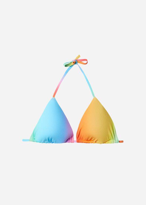 top bikini donna barcellona triangolo imbottito calzedonia multicolor