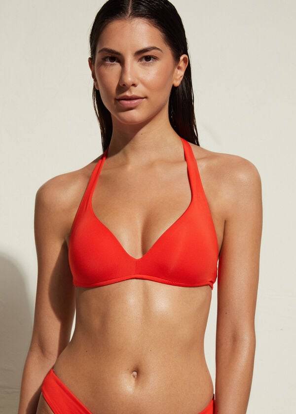 calzedonia padded triangle indonesia eco rise womens bikini tops red