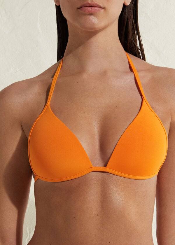 top bikini da donna arancione calzedonia con triangolo imbottito indonesia eco rise