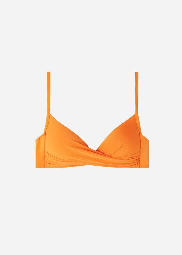 top bikini donna arancione calzedonia triangolo imbottito indonesia eco strass