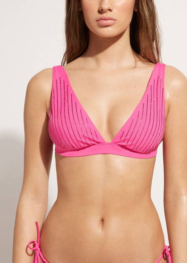 reggiseno bikini da donna shanghai con triangolo imbottito calzedonia rosa