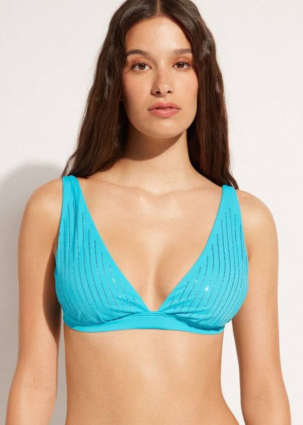 reggiseno bikini da donna shanghai con triangolo imbottito calzedonia color turchese