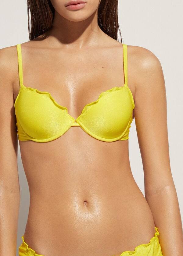 top bikini da donna giallo calzedonia push up formentera