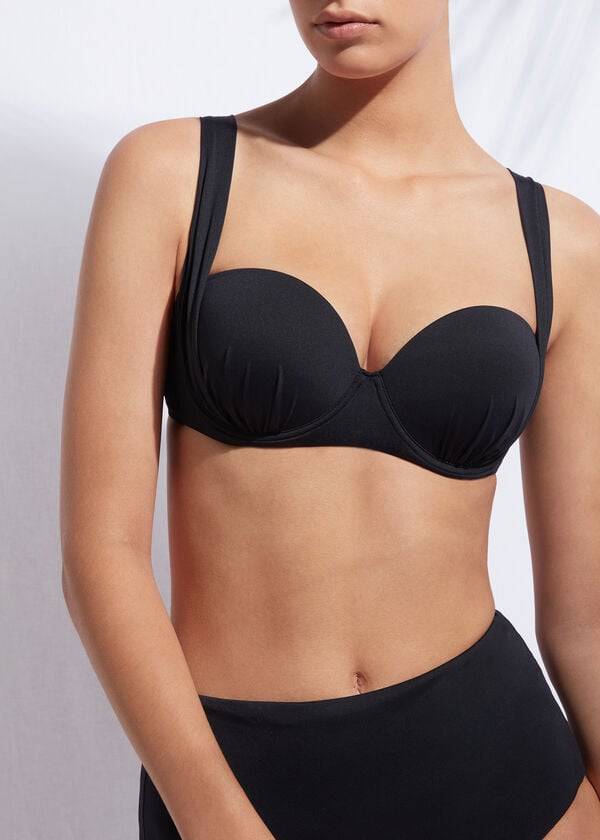 top bikini nero da donna calzedonia push-up bandeau indonesia