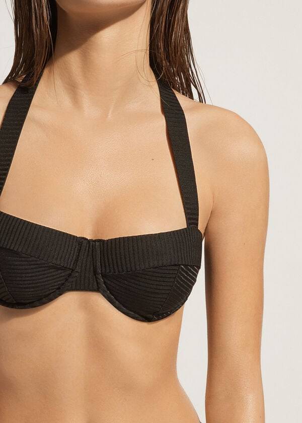 calzedonia push-up bandeau parigi bikini top donna nero