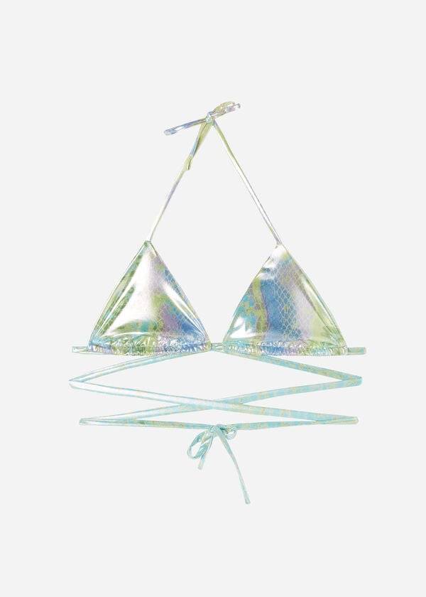 reggiseno bikini las palmas con perizoma a triangolo e motivo a serpente calzedonia da donna colore verde