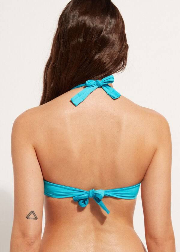 reggiseno bikini a triangolo imbottito morbido da donna calzedonia indonesia colore turchese