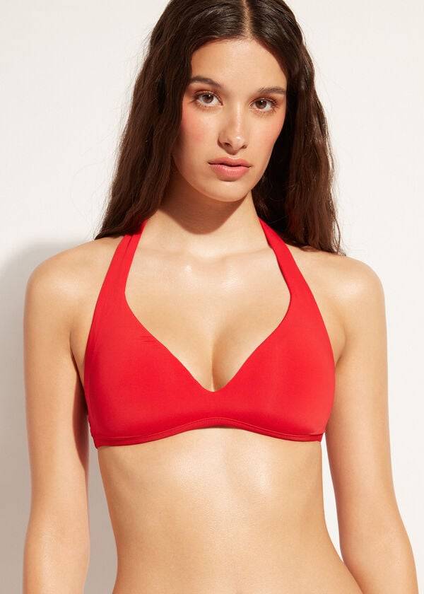 reggiseno bikini rosso da donna calzedonia con triangolo imbottito morbido indonesia