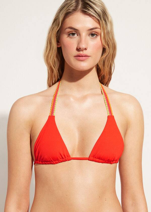 reggiseno bikini da donna berlino a triangolo con perizoma rosso calzedonia