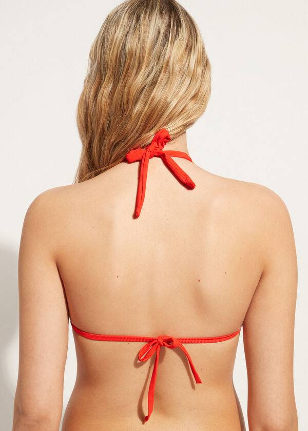 reggiseno bikini da donna berlino a triangolo con perizoma rosso calzedonia