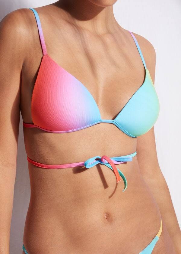 calzedonia costume da bagno a triangolo barcellona donna bikini top multicolore