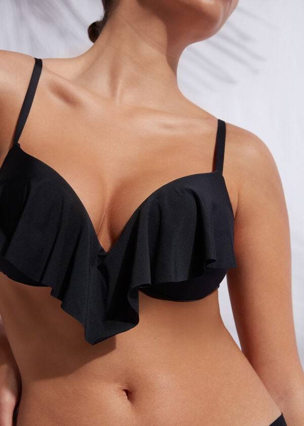 reggiseno bikini super imbottito push-up da donna calzedonia indonesia eco cobey nero