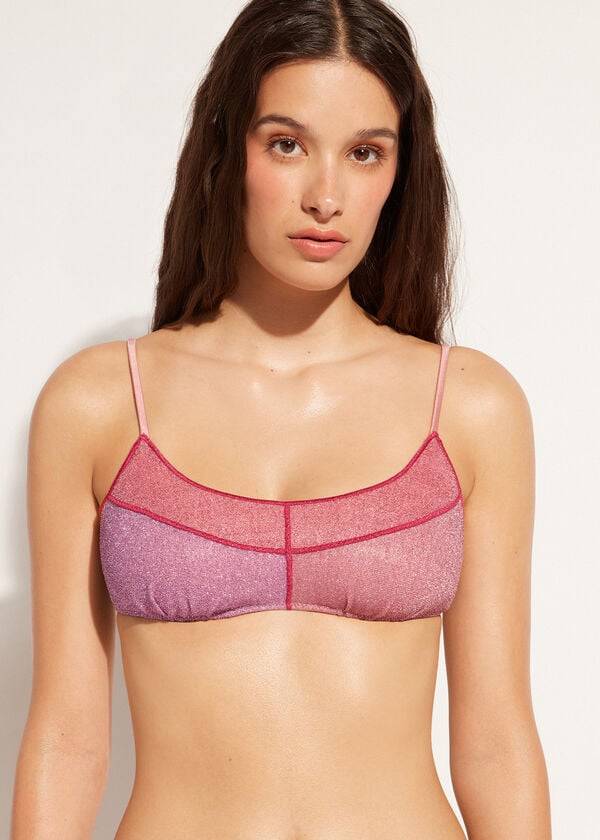 top bikini da donna calzedonia tank style lamé lisbona rosa