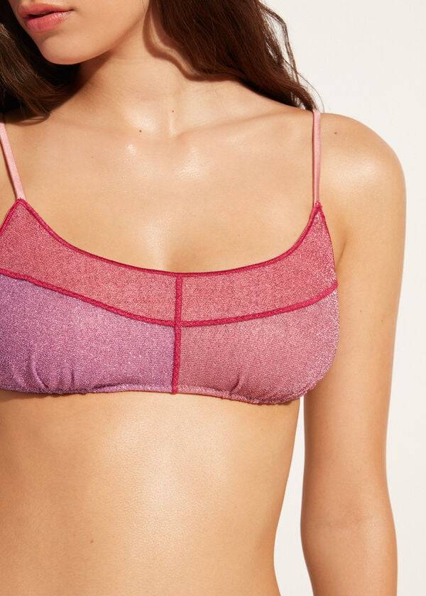 top bikini da donna calzedonia tank style lamé lisbona rosa