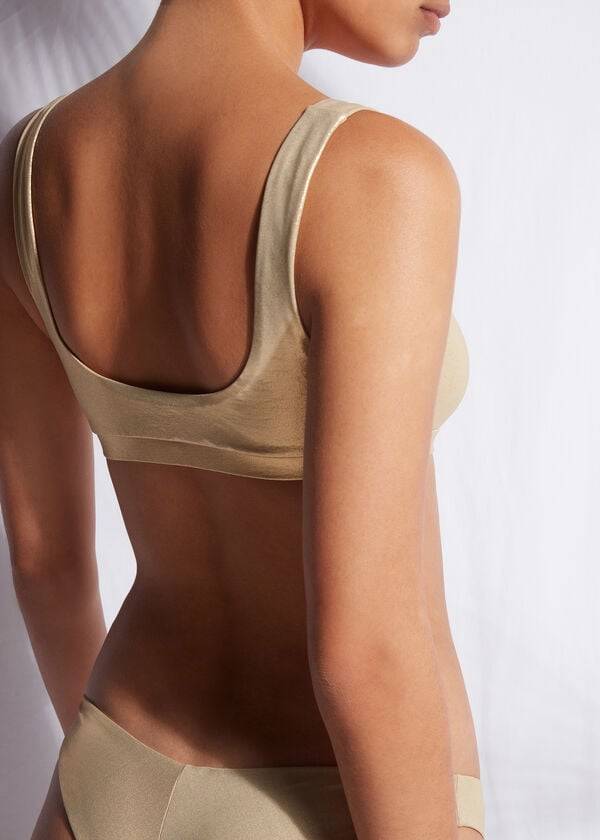 calzedonia tank style palm bay bikini top da donna oro