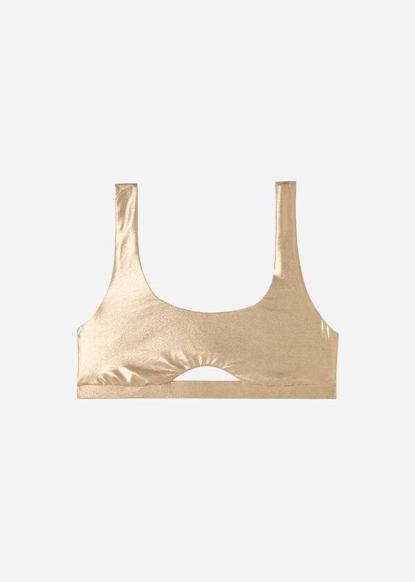 calzedonia tank style palm bay bikini top da donna oro