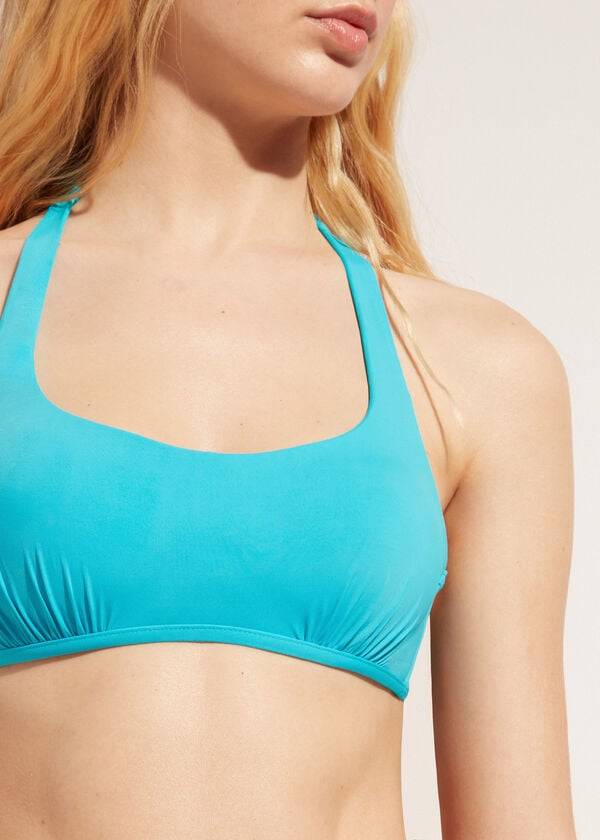 top bikini da donna in stile canotta calzedonia color turchese e verde indonesia
