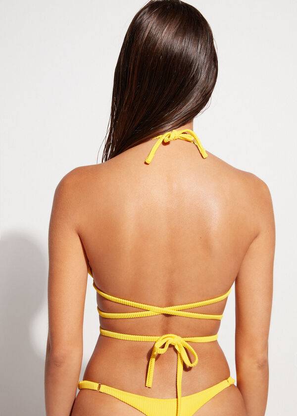 reggiseno bikini da donna giallo calzedonia triangle slide string new york