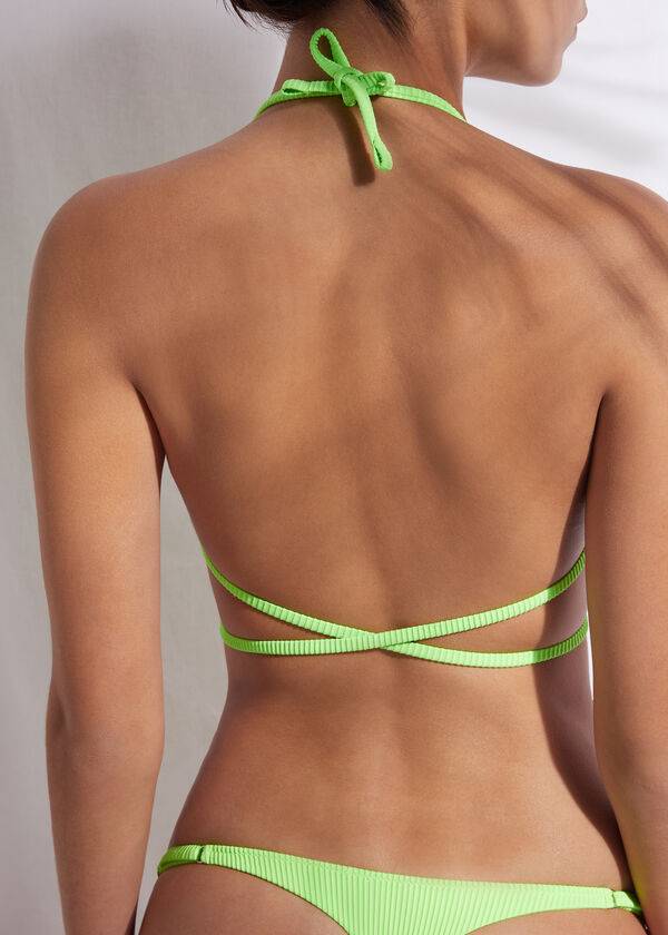 reggiseno bikini da donna new york triangle slide string di calzedonia verde