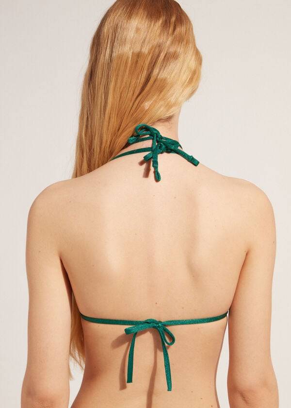 calzedonia triangle string hollywood bikini top da donna verde