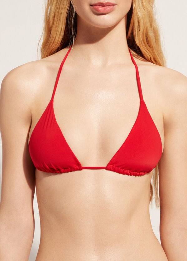top bikini da donna rosso calzedonia triangle string indonesia eco rosa