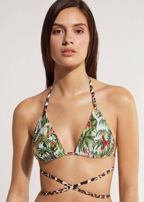 reggiseno bikini ecologico nairobi con perizoma a triangolo calzedonia da donna colore verde