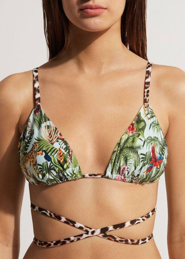 reggiseno bikini ecologico nairobi con perizoma a triangolo calzedonia da donna colore verde