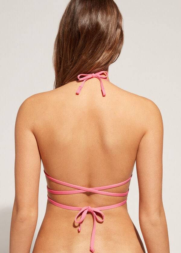 reggiseno bikini a triangolo con laccetti san diego calzedonia da donna rosa
