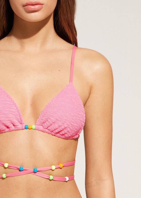 reggiseno bikini a triangolo con laccetti san diego calzedonia da donna rosa
