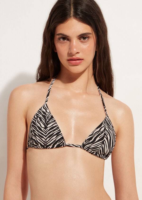 calzedonia triangle string zebra nairobi bikini top da donna nero